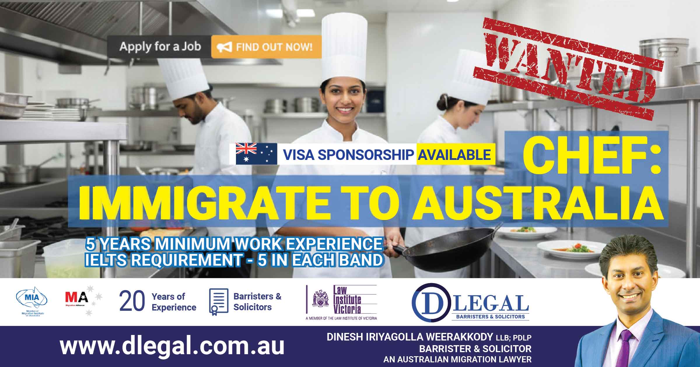 CHEF Immigration to Australia PR Visa ANZSCO 351311