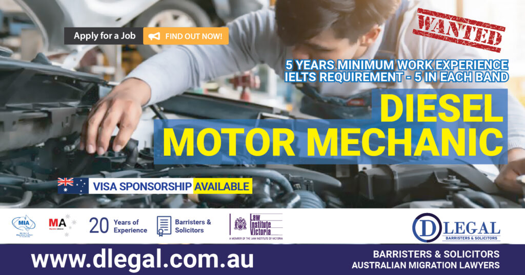 DIESEL MOTOR MECHANIC Immigration to Australia PR Visa ANZSCO 321212