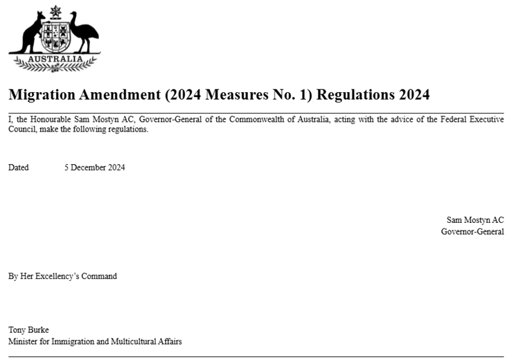 Migration Amendment (2024 Measures No. 1) Regulations 2024.