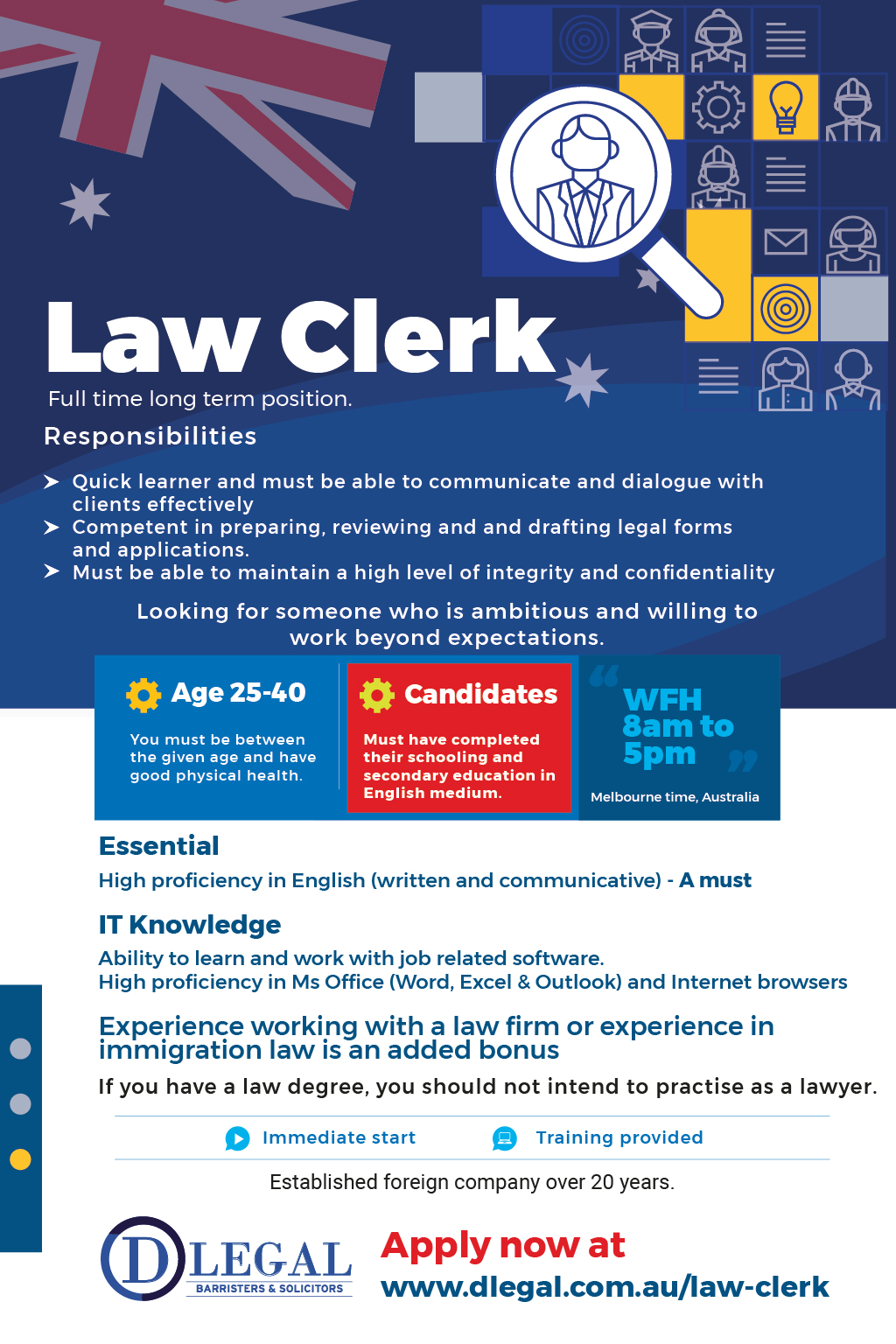 Vacancy - Law Clerk - Seeking an experienced Law Clerk