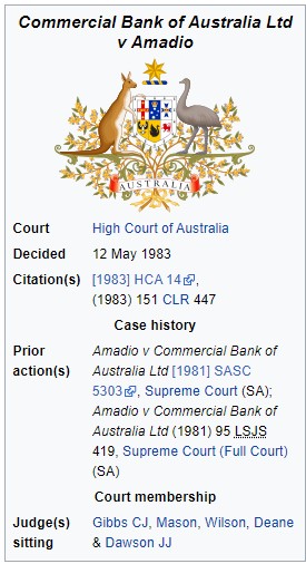 Australia – Commercial Bank of Australia -v- Amadio and Anor [1983]